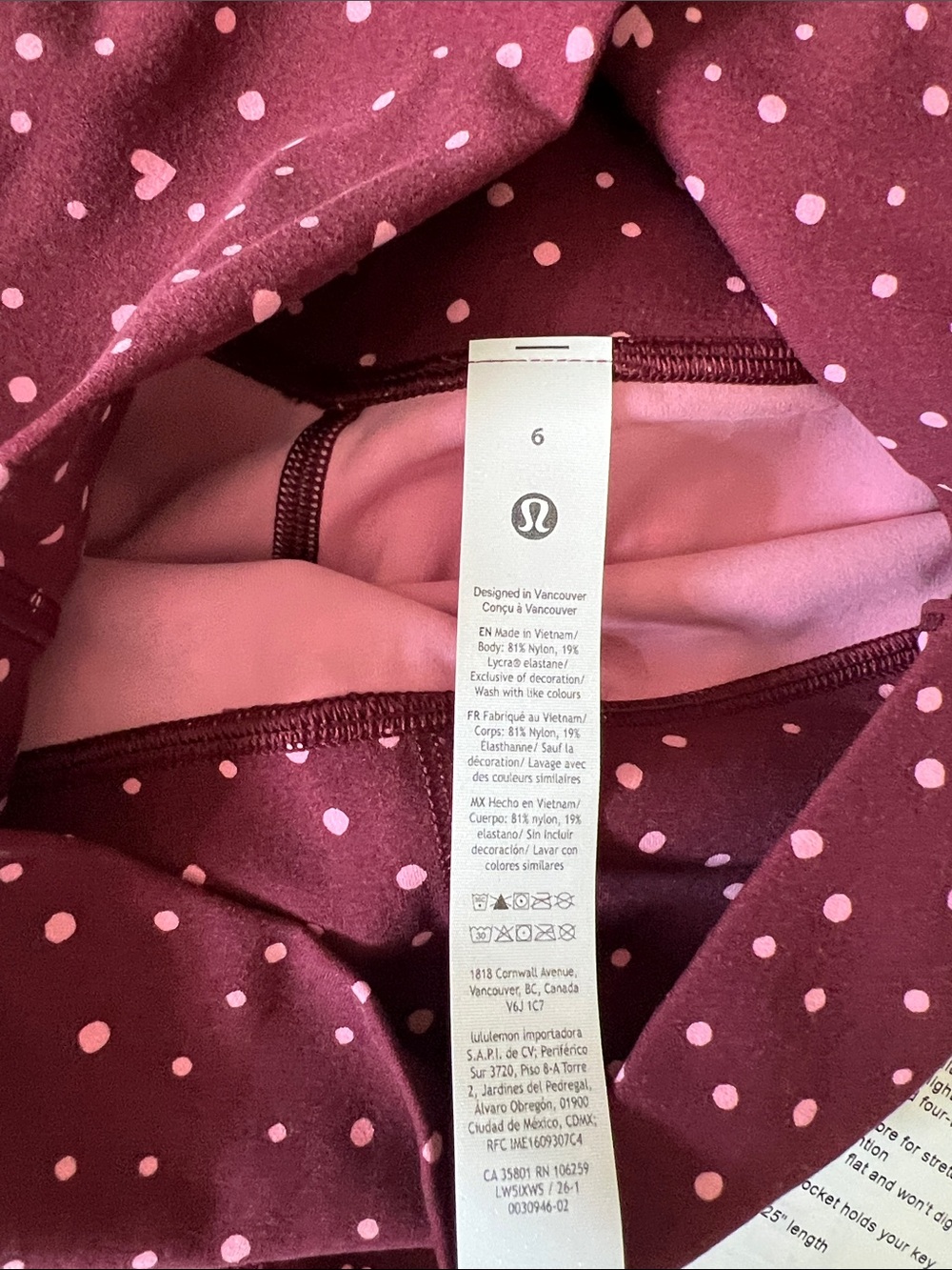 Lululemon Scattered Heart Burgundy Bay Align No Line HR Leggings Size 6 NWT - Picture 3 of 6